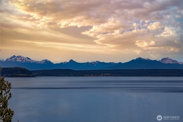 water view with a mountain backdrop