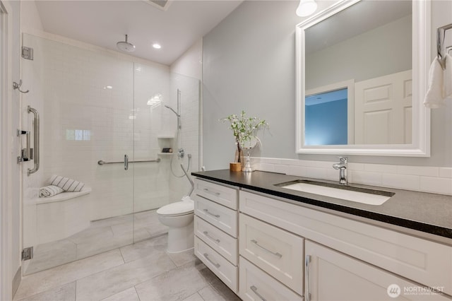28728 NE 52nd St, Carnation, WA 98014 - full bath with toilet, recessed lighting, a shower stall, and vanity