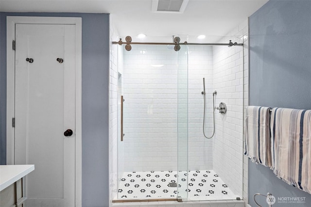 13600 Hillcrest St NW, Poulsbo, WA 98370 - full bath featuring a stall shower and recessed lighting