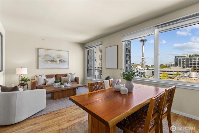 76 Cedar St Unit Ph07, Seattle, WA 98121 - dining area featuring light wood-style floors and a view of city