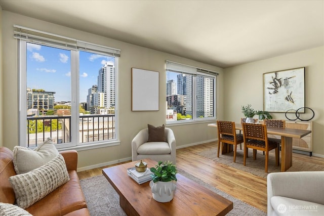 76 Cedar St Unit Ph07, Seattle, WA 98121 - living area with a view of city and wood finished floors