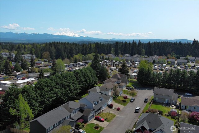 bird's eye view with a view of trees and a residential view