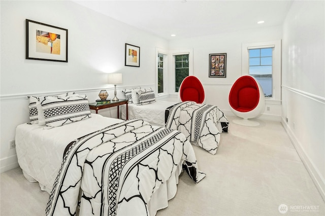 bedroom with carpet flooring and recessed lighting