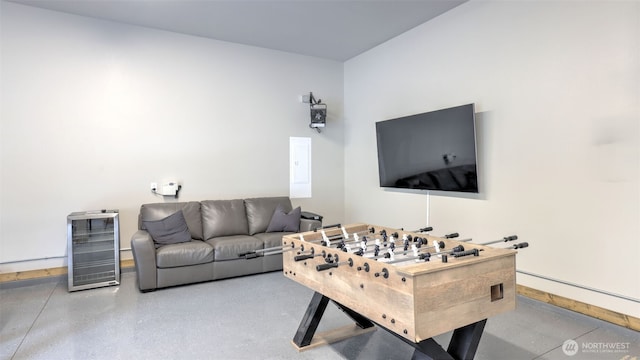 playroom featuring wine cooler