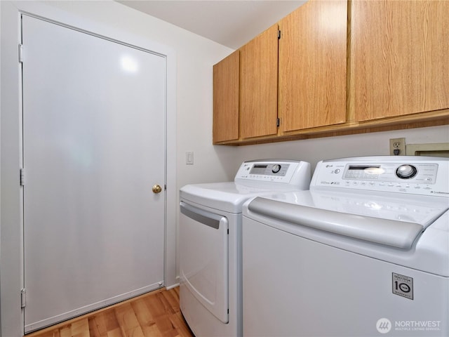 4350 W Lake Sammamish Pkwy SE Unit 133, Issaquah, WA 98027 - laundry room with cabinet space, separate washer and dryer, and light wood-style flooring