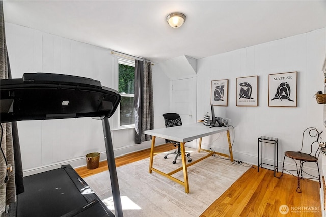 707 N 10th St, Tacoma, WA 98403 - office area with baseboards and wood finished floors