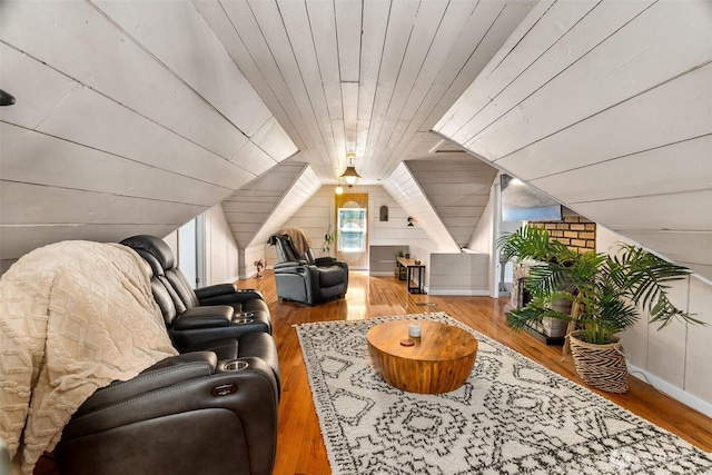 707 N 10th St, Tacoma, WA 98403 - interior space featuring vaulted ceiling, wood ceiling, and wood finished floors