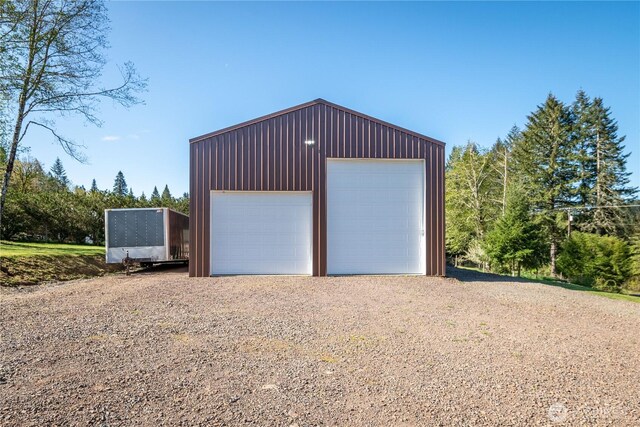 view of detached garage