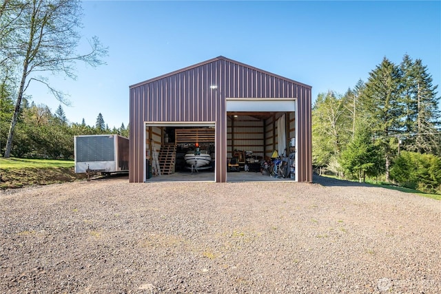 view of detached garage