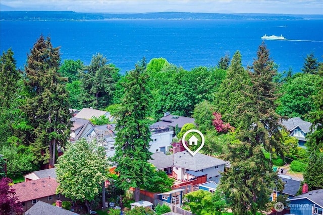 5015 SW Prince St, Seattle, WA 98116 - aerial perspective of suburban area featuring a nearby body of water