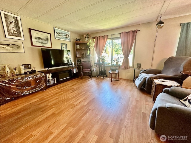living room featuring light wood-style flooring