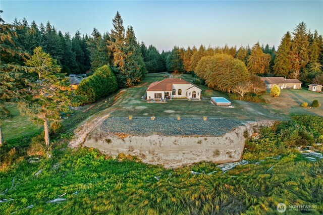 41 Gray Gables Ln, Hoquiam, WA 98550 - view of pool with a forest view and a lawn