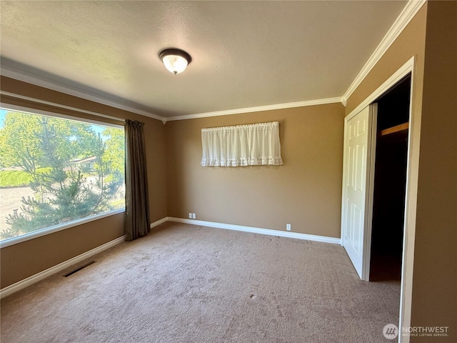 818 E Spring St, Dayton, WA 99328 - unfurnished bedroom featuring crown molding, carpet floors, and baseboards