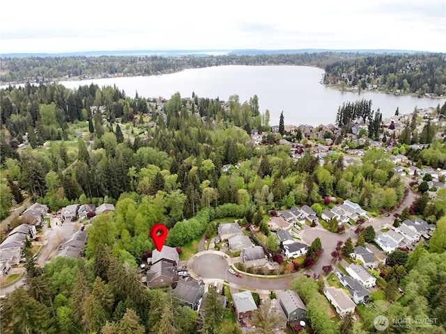 501 125th Ave NE, Lake Stevens, WA 98258 - aerial view featuring a water view, a view of trees, and a residential view
