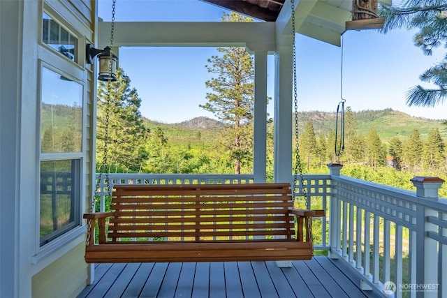 44 Alpine Ln, Okanogan, WA 98840 - wooden deck with a wooded view