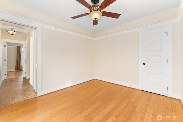 44 Alpine Ln, Okanogan, WA 98840 - empty room featuring ceiling fan, baseboards, and light wood-type flooring