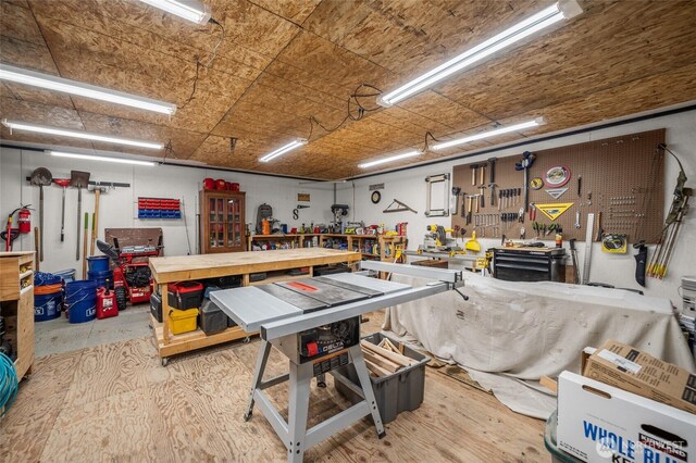 miscellaneous room with a workshop area