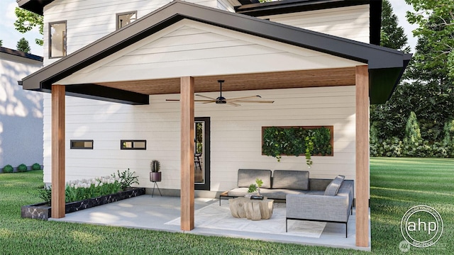 191XX Church Lake Rd E, Bonney Lake, WA 98391 - view of patio with ceiling fan and an outdoor hangout area
