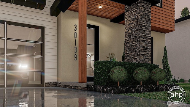 191XX Church Lake Rd E, Bonney Lake, WA 98391 - doorway to property featuring stucco siding