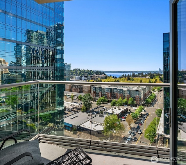 balcony featuring a view of city
