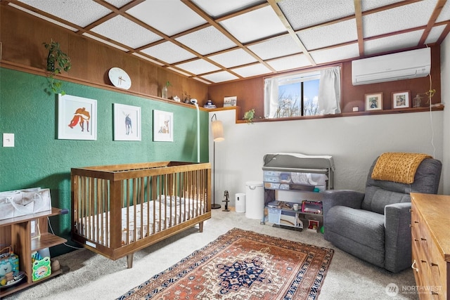 5752 Ronnie Hill Ln, Ferndale, WA 98248 - carpeted bedroom featuring a textured wall and a wall unit AC