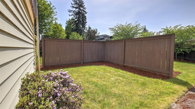 view of yard with a fenced backyard