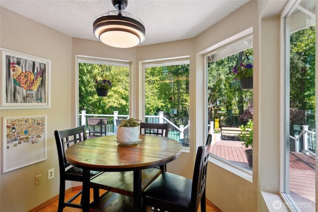 dining area with a textured ceiling
