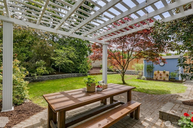 6426 128th Pl SE, Snohomish, WA 98296 - view of patio featuring an outdoor structure, a pergola, and outdoor dining area