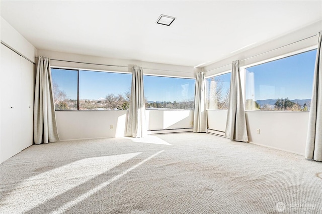 3884 Fort Bellingham Rd, Bellingham, WA 98225 - empty room featuring a baseboard radiator, carpet, and a wealth of natural light