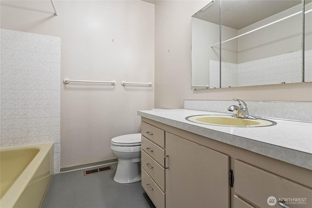 3884 Fort Bellingham Rd, Bellingham, WA 98225 - bathroom featuring toilet, vanity, tile patterned floors, and visible vents