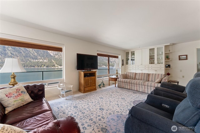 living room with carpet floors