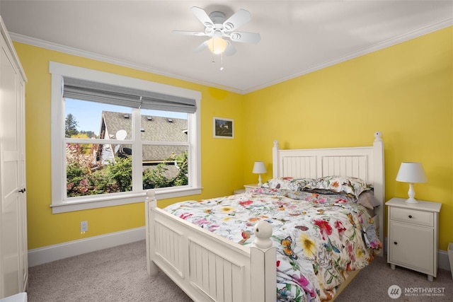 245 SE Bush St, Issaquah, WA 98027 - bedroom with carpet floors, baseboards, crown molding, and ceiling fan