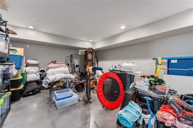 garage featuring recessed lighting