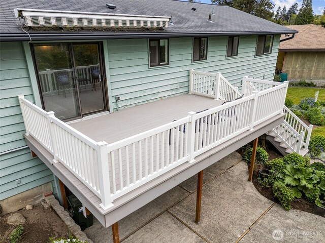 wooden deck with stairway