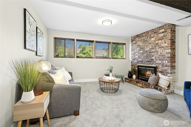2524 171st St SE, Bothell, WA 98012 - living room with carpet, a fireplace, and baseboards