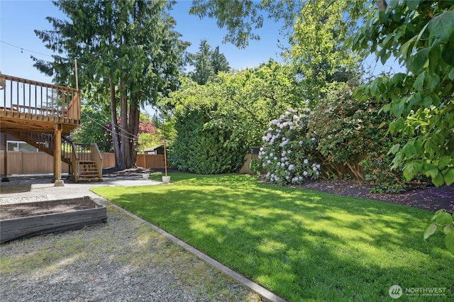 2524 171st St SE, Bothell, WA 98012 - view of yard with a wooden deck, stairway, and a patio