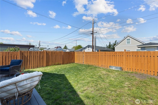 view of yard featuring a fenced backyard