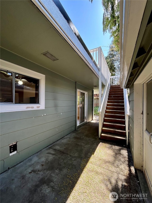 1145 Blaine St, Port Townsend, WA 98368 - exterior space with stairway and a patio area