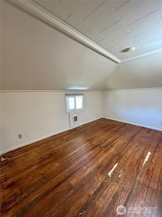 1145 Blaine St, Port Townsend, WA 98368 - additional living space featuring lofted ceiling, baseboards, hardwood / wood-style flooring, and visible vents