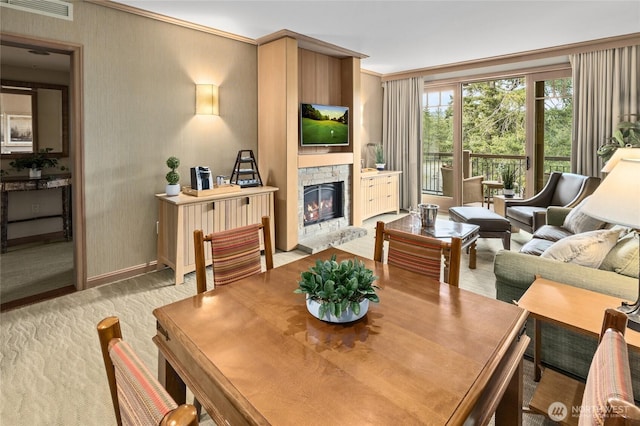 3600 Suncadia Trl Unit 4018, Cle Elum, WA 98922 - dining space featuring baseboards, visible vents, and a stone fireplace