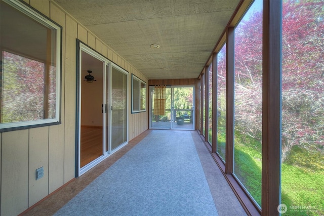 view of unfurnished sunroom