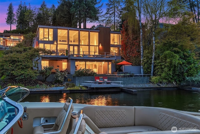 7226 N Mercer Way, Mercer Island, WA 98040 - rear view of house featuring a balcony and a water view