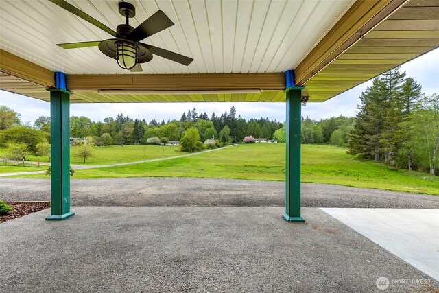 view of patio with a ceiling fan