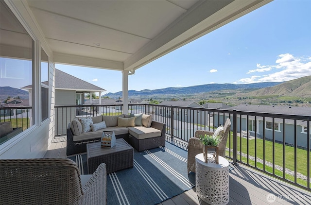 1580 S Kelvin Ct, East Wenatchee, WA 98802 - wooden terrace featuring a mountain view and an outdoor living space