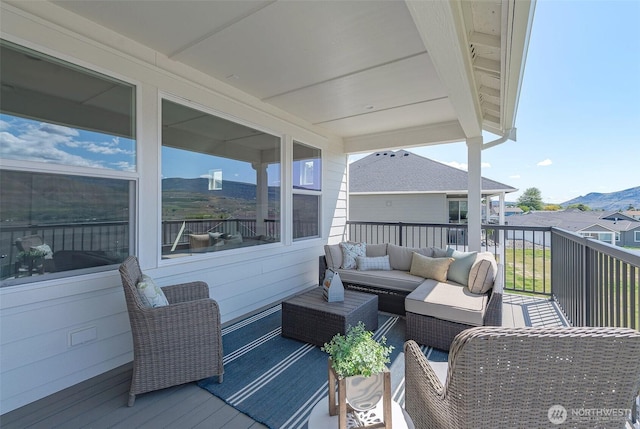 1580 S Kelvin Ct, East Wenatchee, WA 98802 - deck featuring an outdoor hangout area and a mountain view