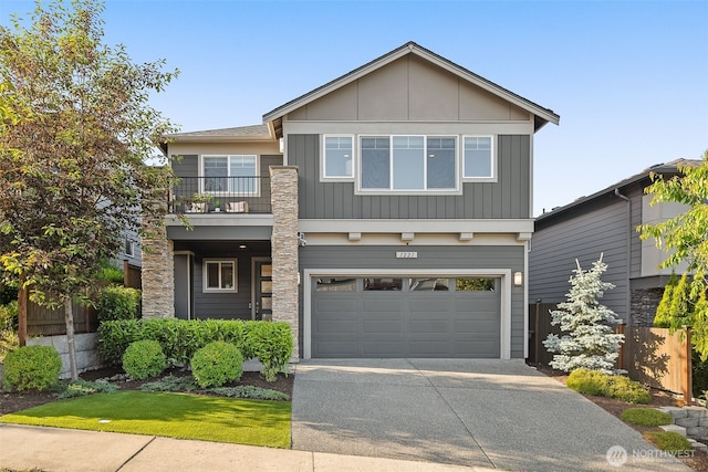 1221 199th St SE, Bothell, WA 98012 - view of front of home with a balcony, an attached garage, and driveway