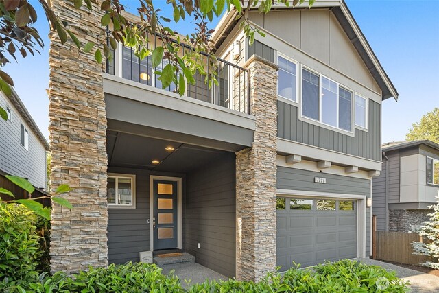 1221 199th St SE, Bothell, WA 98012 - contemporary house featuring a garage and a balcony