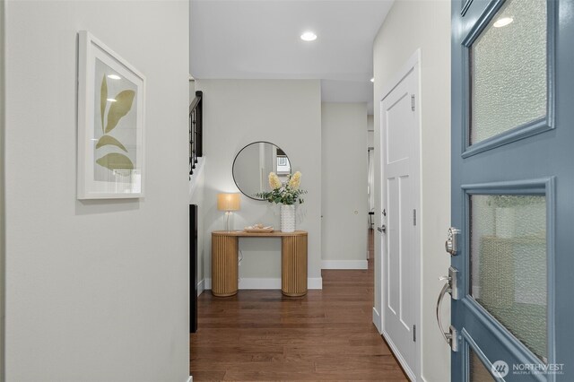 1221 199th St SE, Bothell, WA 98012 - corridor featuring dark wood-style floors, recessed lighting, and baseboards