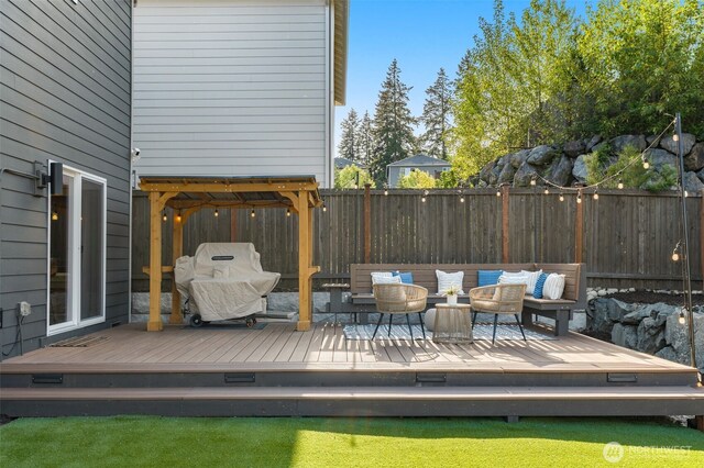 1221 199th St SE, Bothell, WA 98012 - wooden deck with a fenced backyard and grilling area