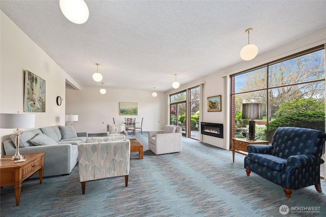 2858 32nd Ave W Unit 102, Seattle, WA 98199 - living room with carpet flooring and a textured ceiling